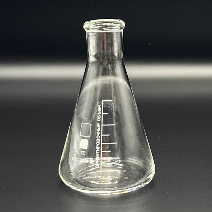 Колба коническая 100 мл (лабораторная: исполнение 2 - с цилиндрической горловиной, тип КН, термостойкая) КН-2-100-22 ТС